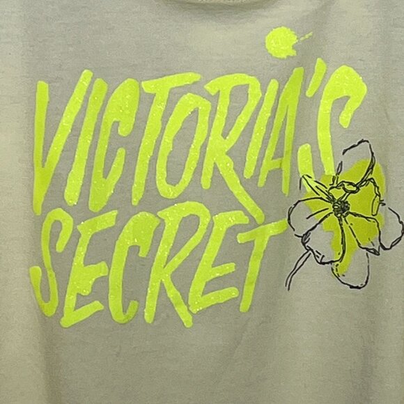 Victorias Secret Racerback Tank Top Small Graphic Neon Yellow Active Gym Shirt - Picture 5 of 7